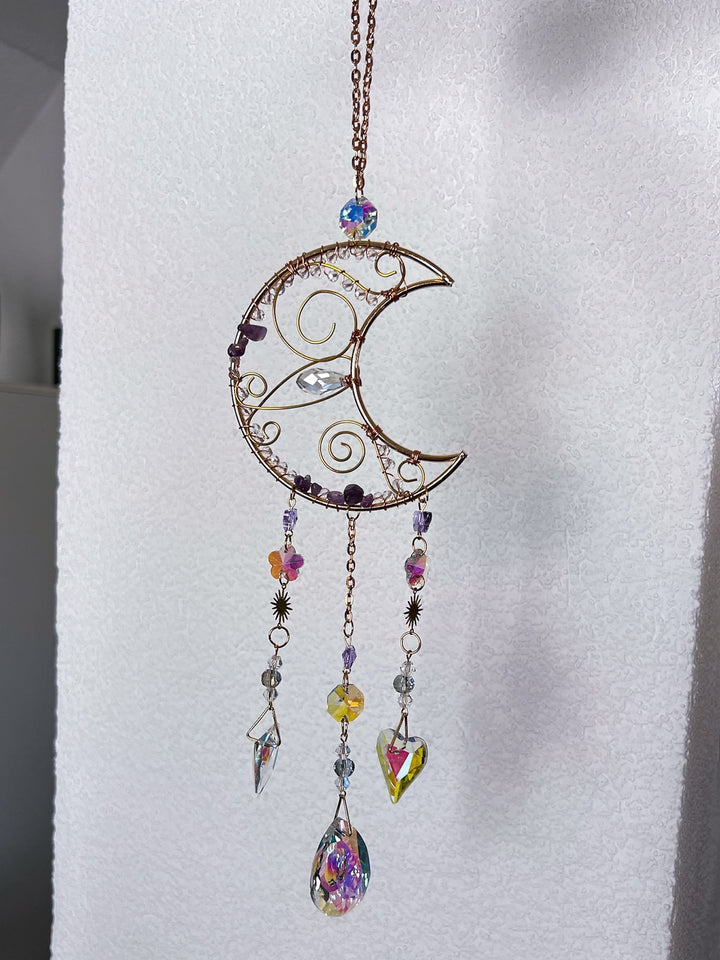 Sonnenfänger Halbmond mit Amethyst - SoulGlow - Amethyst, Anhänger mit Öse, Aura