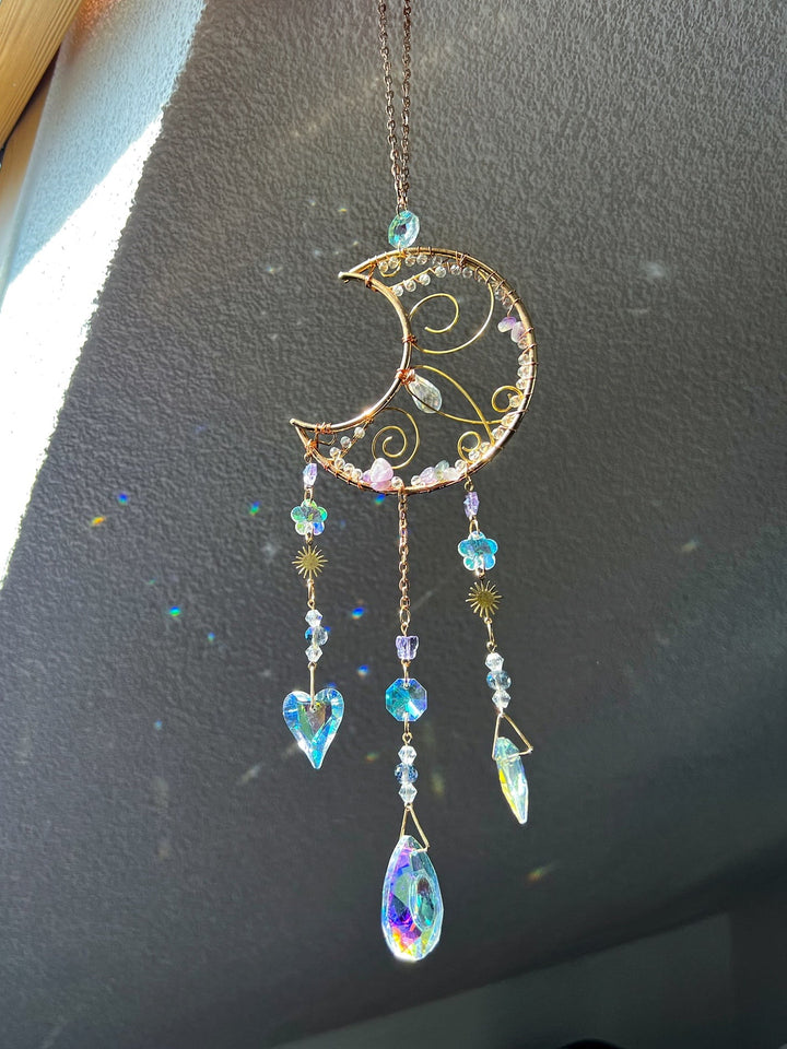 Sonnenfänger Halbmond mit Amethyst - SoulGlow - Amethyst, Anhänger mit Öse, Aura