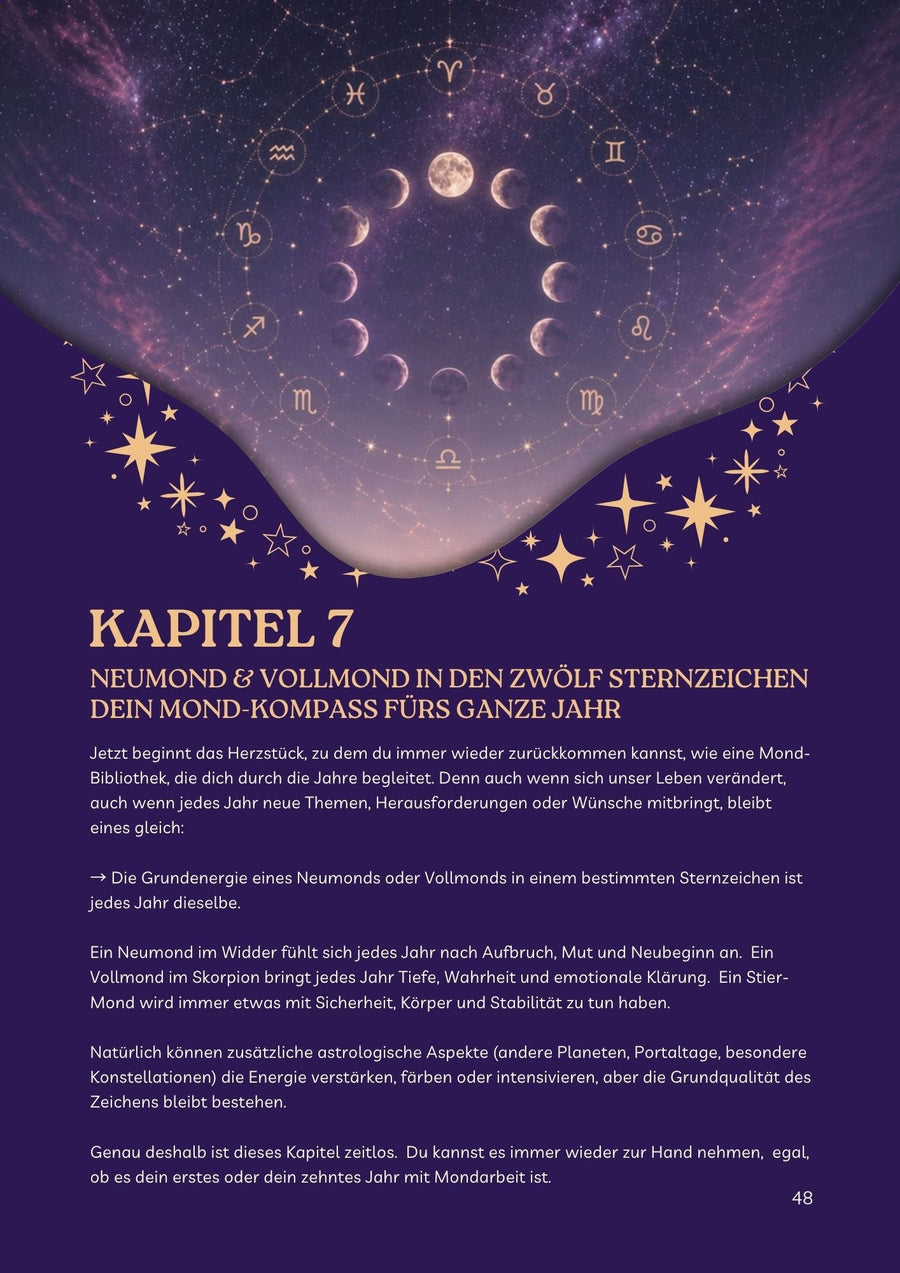 Mond-Kompass E-Book – Sternzeichen-Kapitel mit Neumond und Vollmond