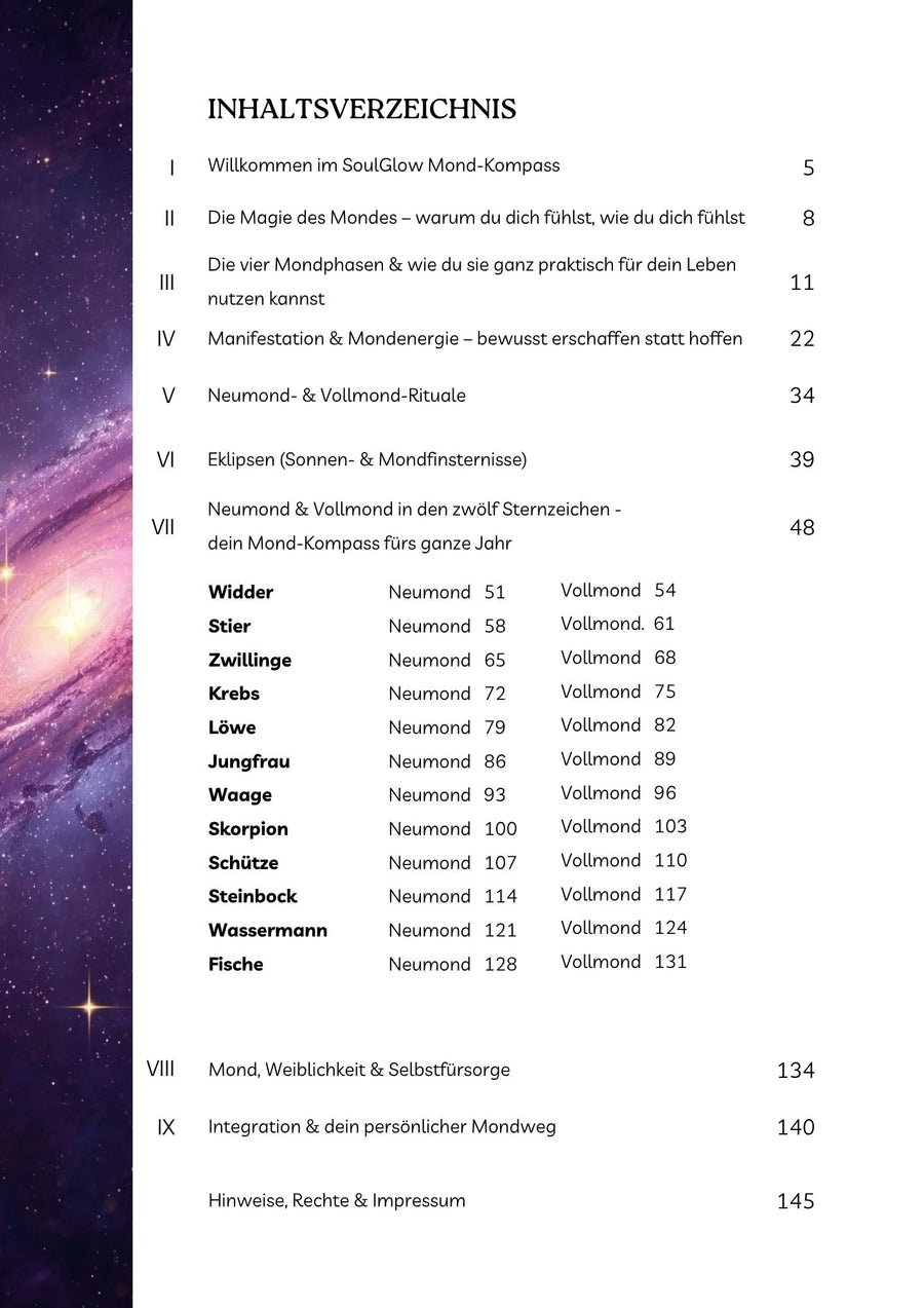 Mond-Kompass E-Book – Inhaltsverzeichnis mit allen 9 Kapiteln