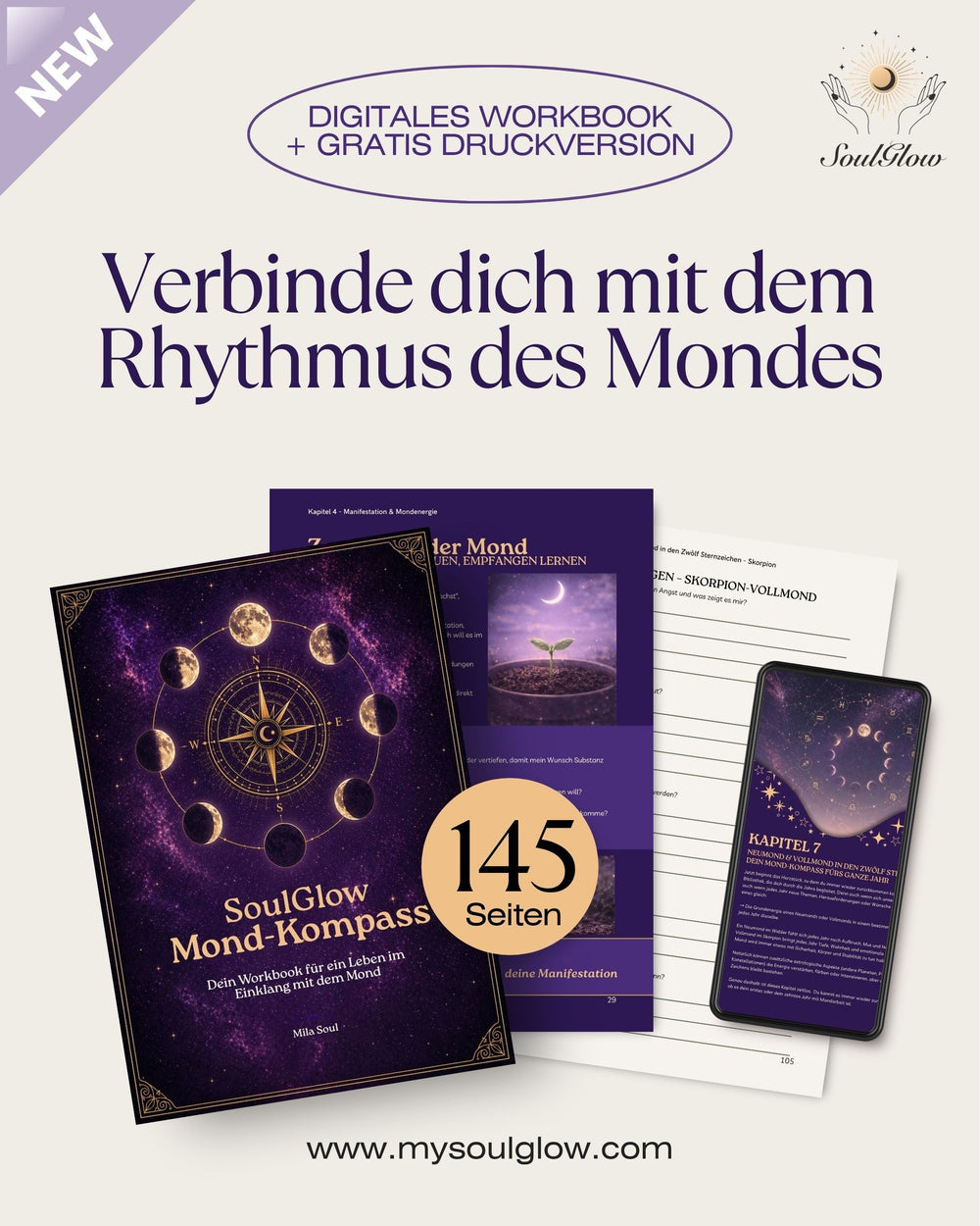 SoulGlow Mond - Kompass - Dein Workbook für ein Leben im Einklang mit dem Mond - SoulGlow - Digital, ebook, not - on - sale