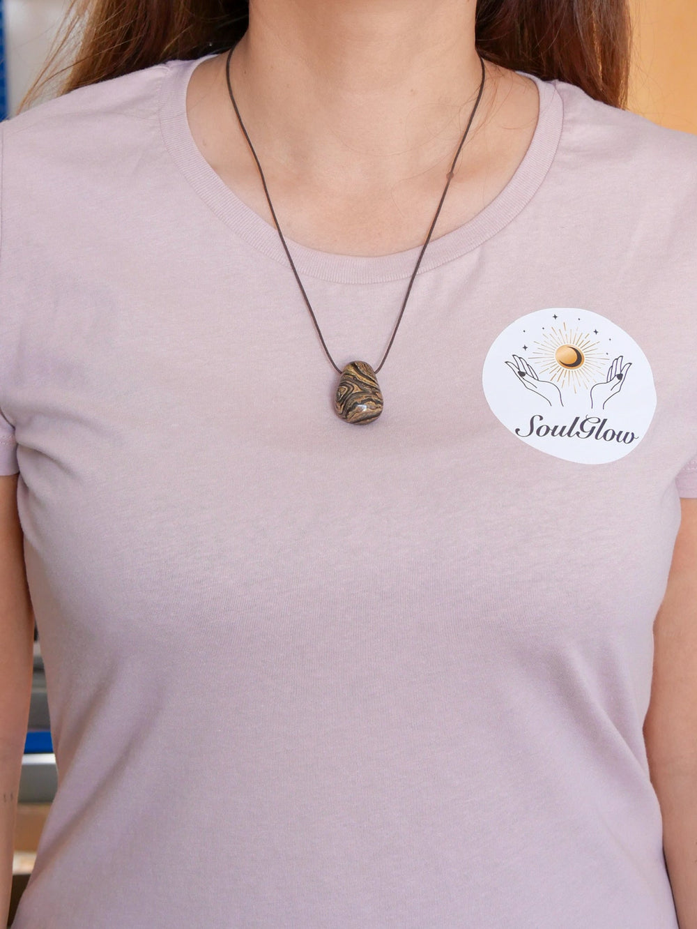 Stromatolith Anhänger - SoulGlow - Anhänger, braun, Gebohrter Anhänger