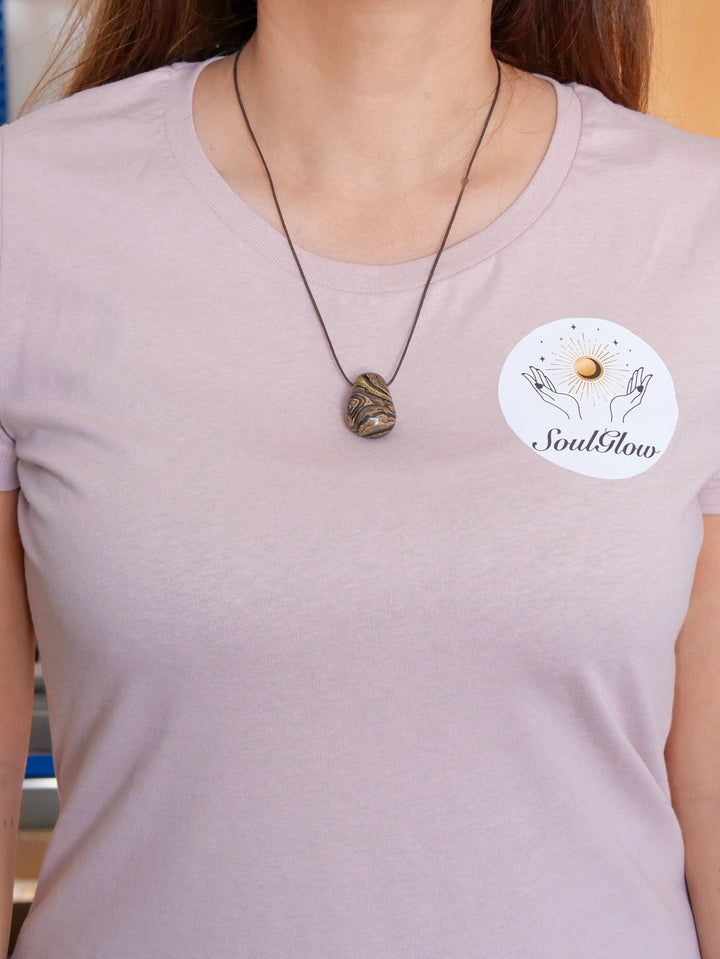 Stromatolith Anhänger - SoulGlow - Anhänger, braun, Gebohrter Anhänger