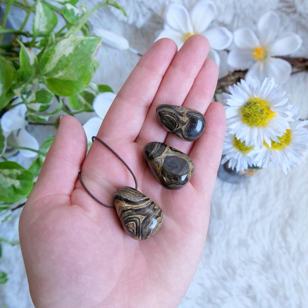 Stromatolith Anhänger - SoulGlow - Anhänger, braun, Gebohrter Anhänger