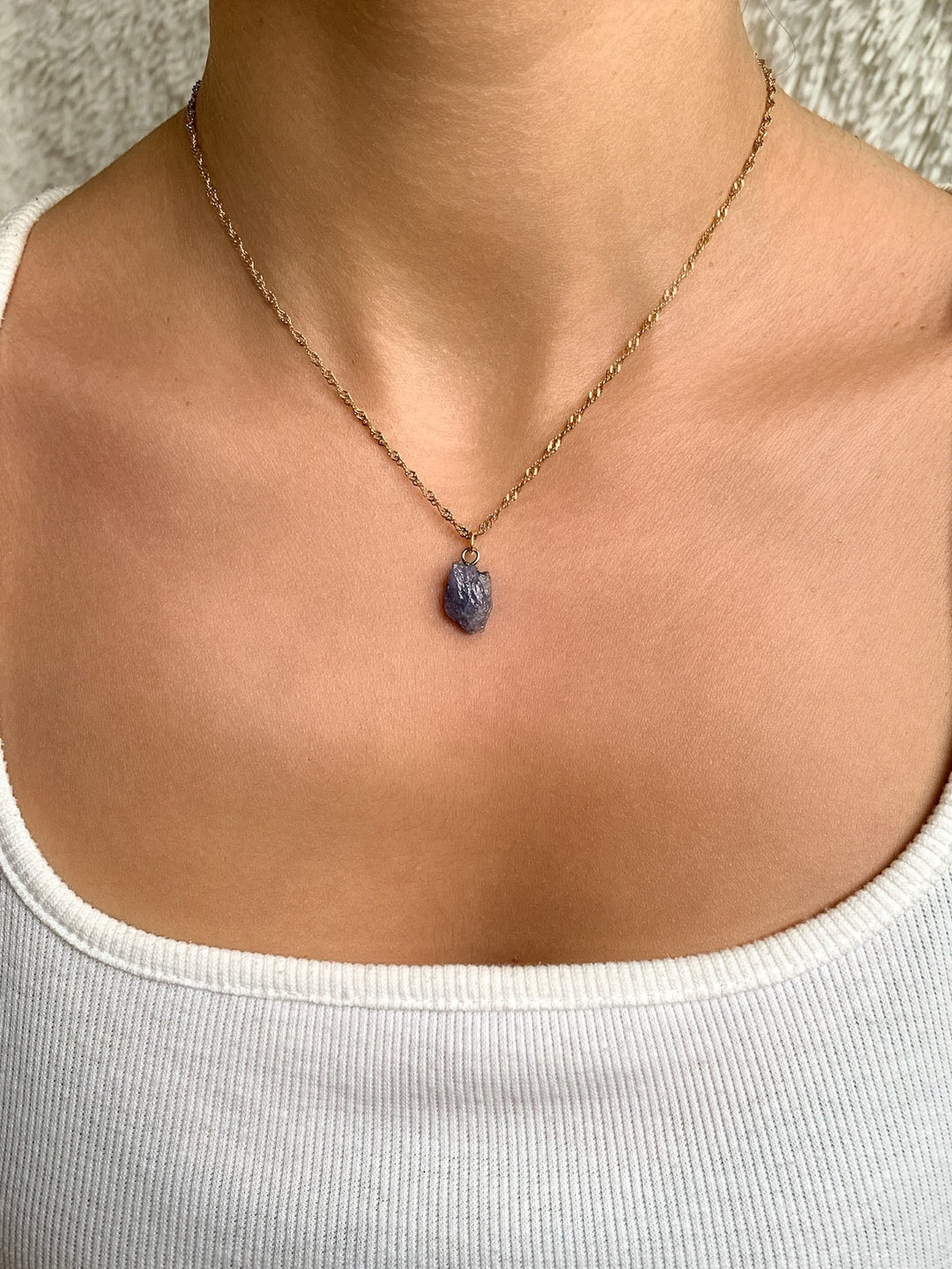 Tansanit Kette Unikat - Goldfarbe - SoulGlow - blau, Gold, not - on - sale