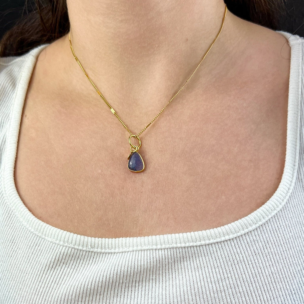 Tansanit Unikat Anhänger 925 Silber vergoldet - SoulGlow - 925er Silber, Anhänger mit Öse, balance