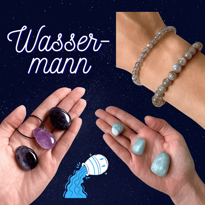 Wassermann Sternzeichen Set - SoulGlow - Bundle, Geschenk, Kristall Set