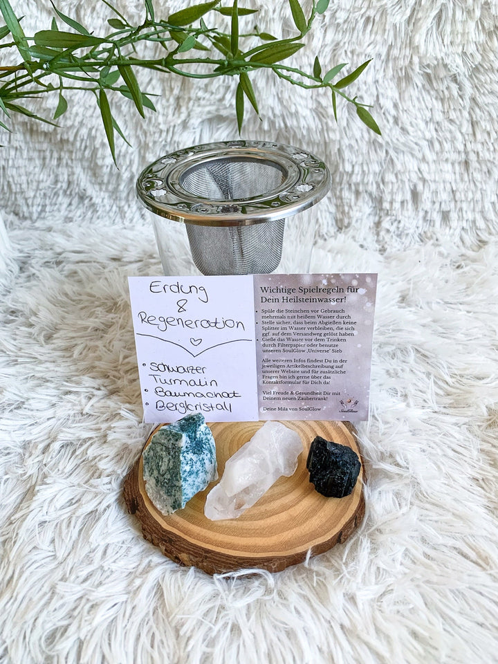 Wassersteine | Erdung & Regeneration | schwarzer Turmalin, Baumachat, Bergkristall - SoulGlow