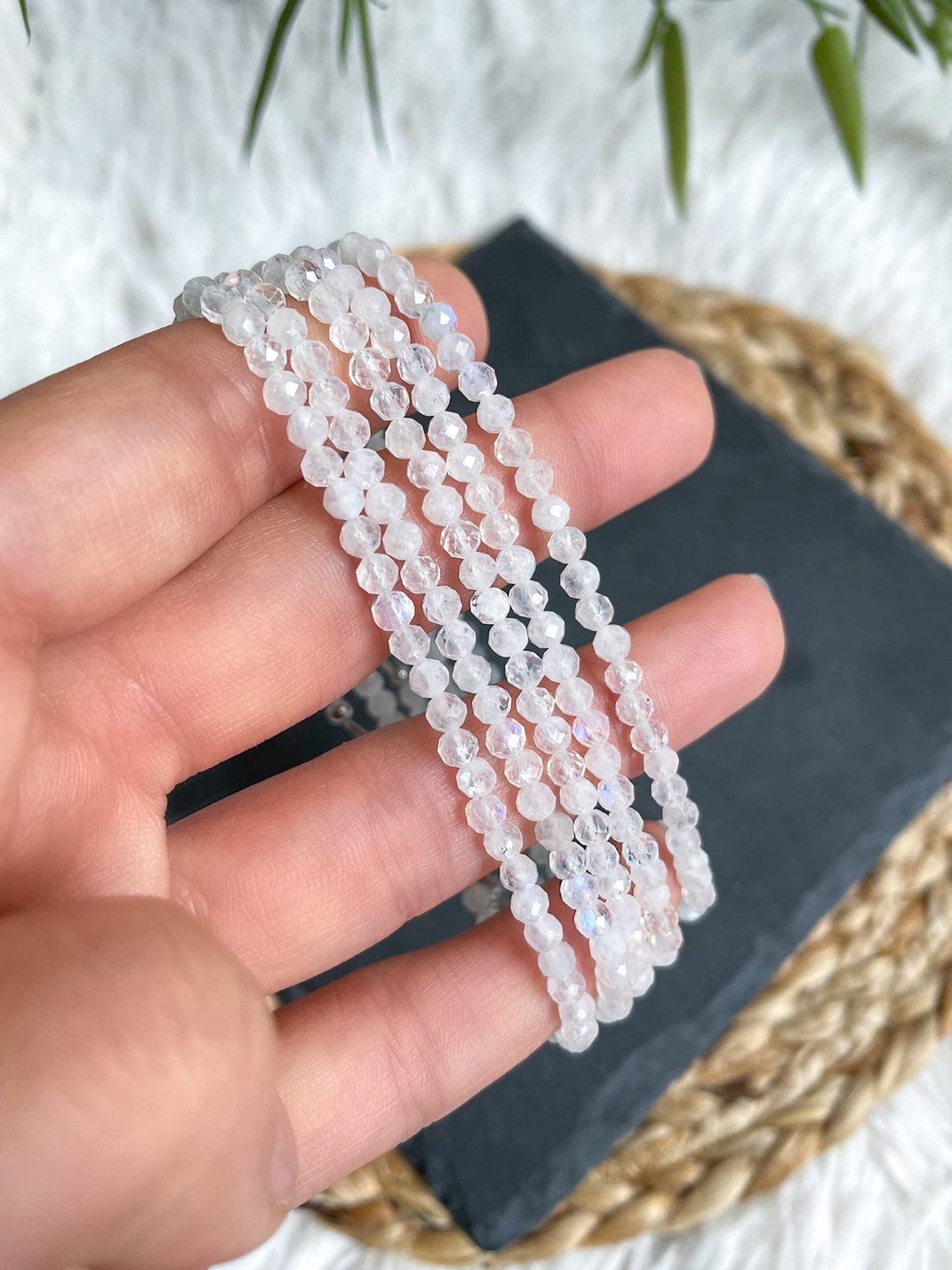 Weißer Labradorit Armband mit 925er Silber - SoulGlow - 925er Silber, Armband, Facettiertes Armband