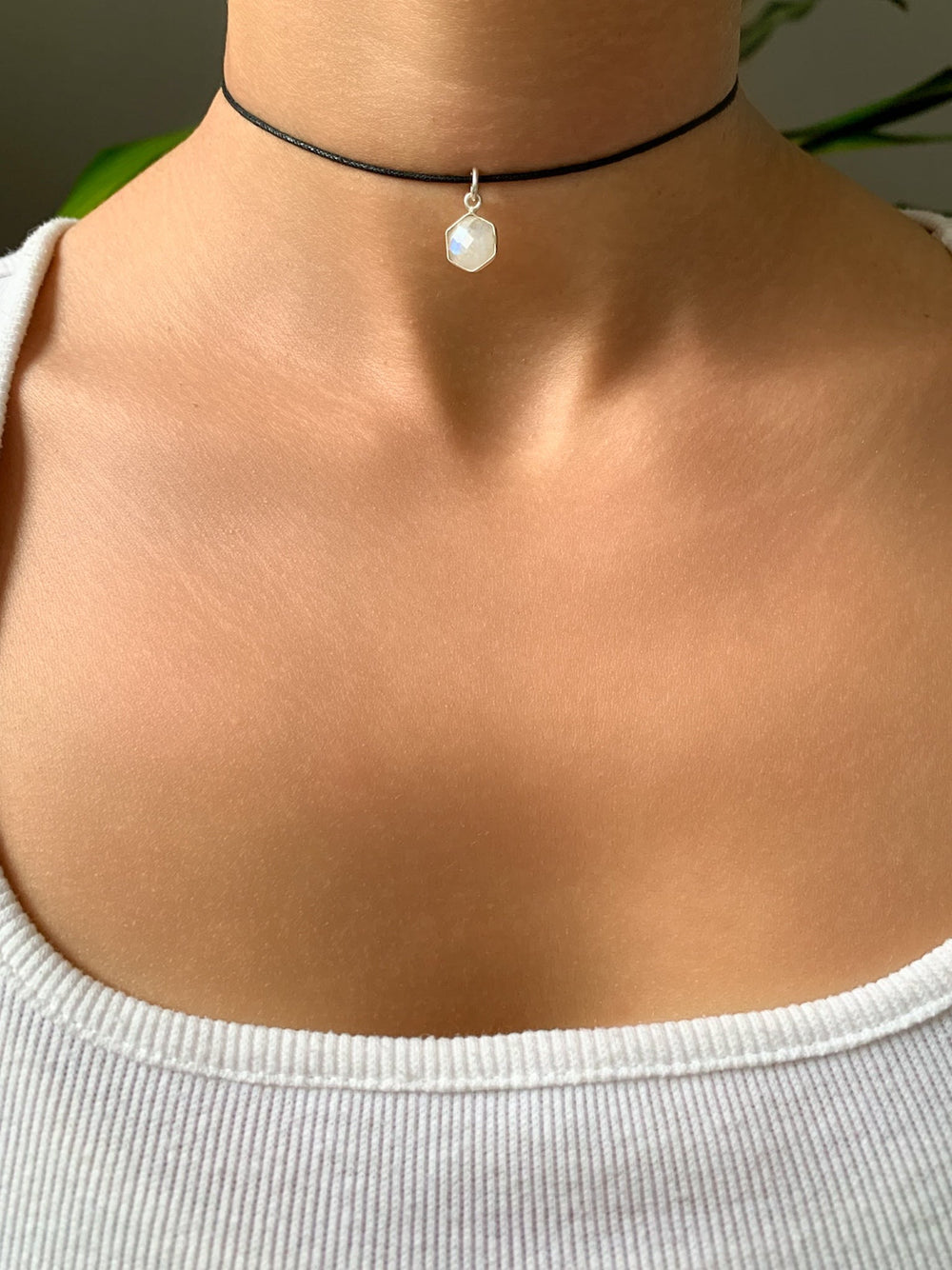 Weißer Labradorit Hexagon Anhänger Silber - SoulGlow - Anhänger mit Öse, balance, Hexagon