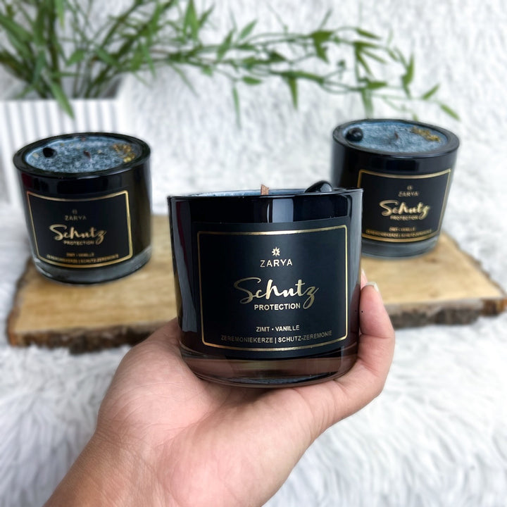 Zeremoniekerze Schutz – Zimt, Vanille - SoulGlow - Aura, Karneol, Kerzen