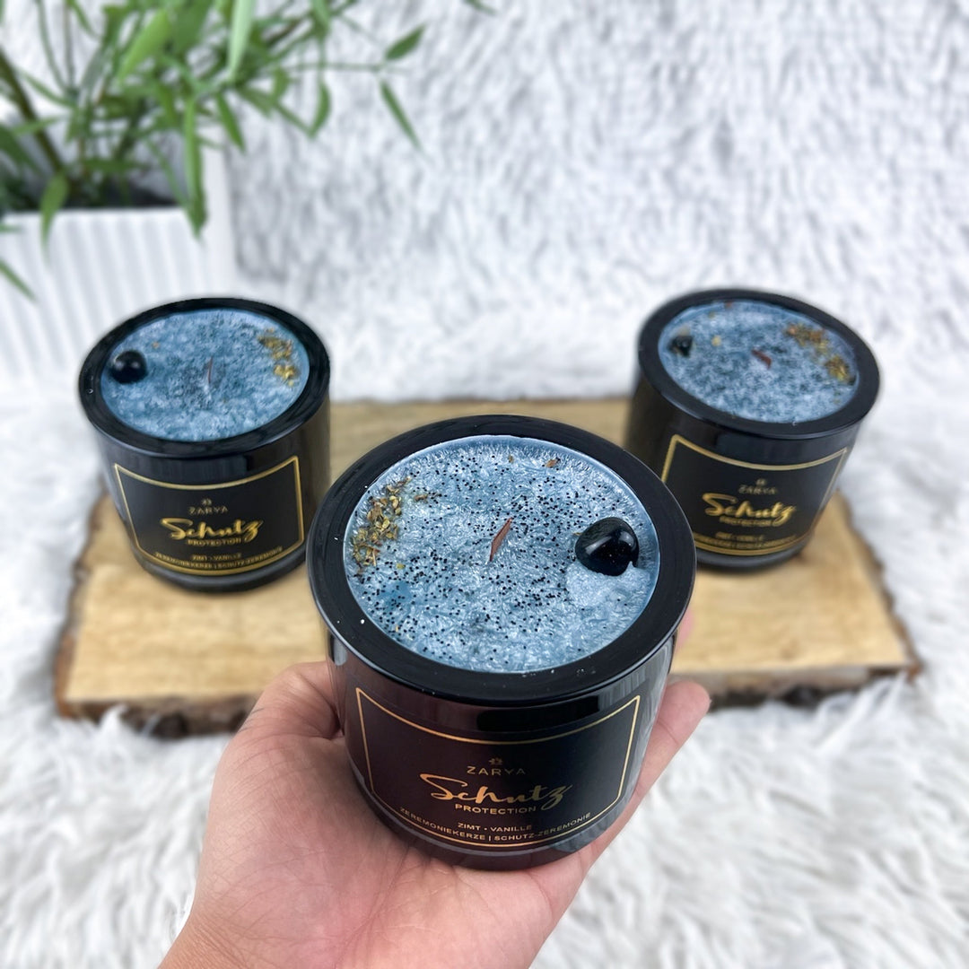 Zeremoniekerze Schutz – Zimt, Vanille - SoulGlow - Aura, Karneol, Kerzen