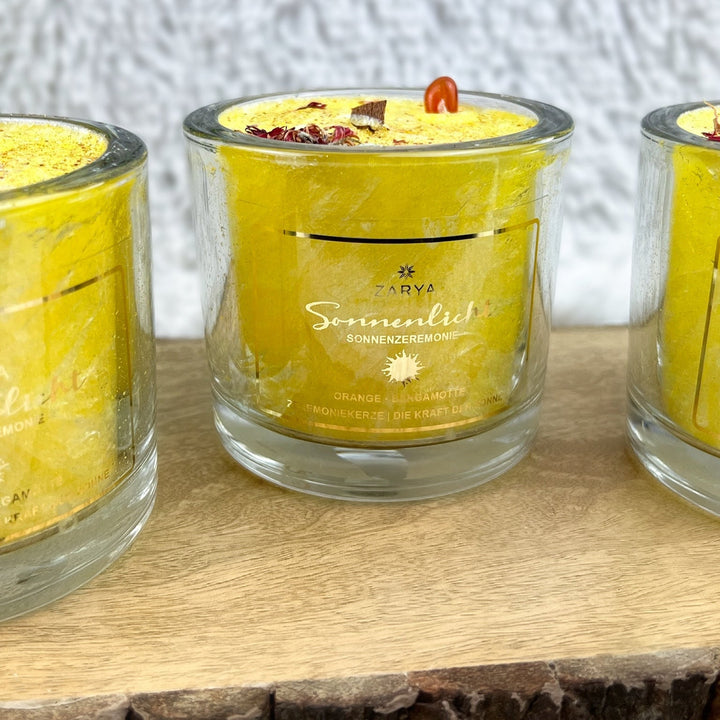Zeremoniekerze Sonnenlicht – Orange, Bergamotte - SoulGlow - Aura, Bergamotte, Karneol