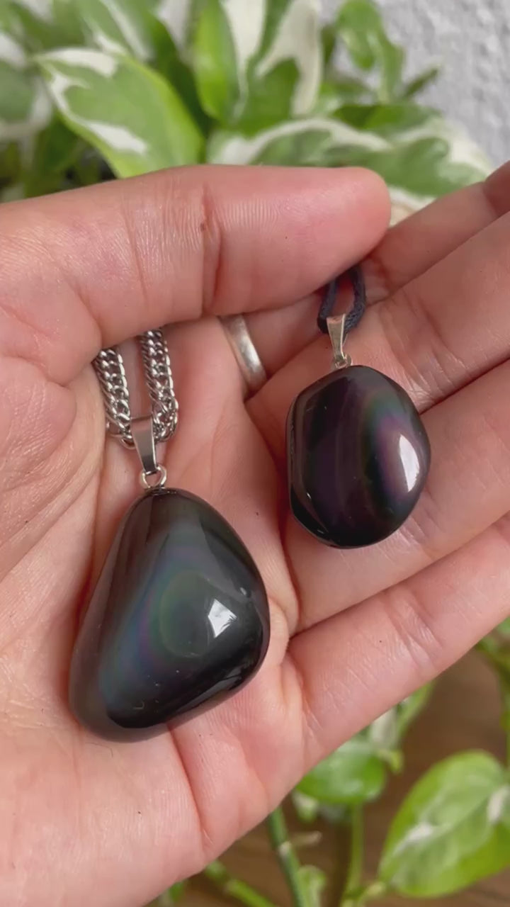 Regenbogen Obsidian Anhänger mit Öse
